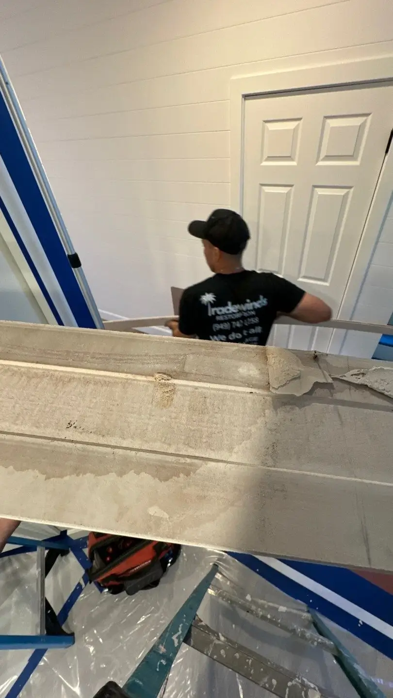 Water-damaged-wood-panel-ceiling-newport-beach