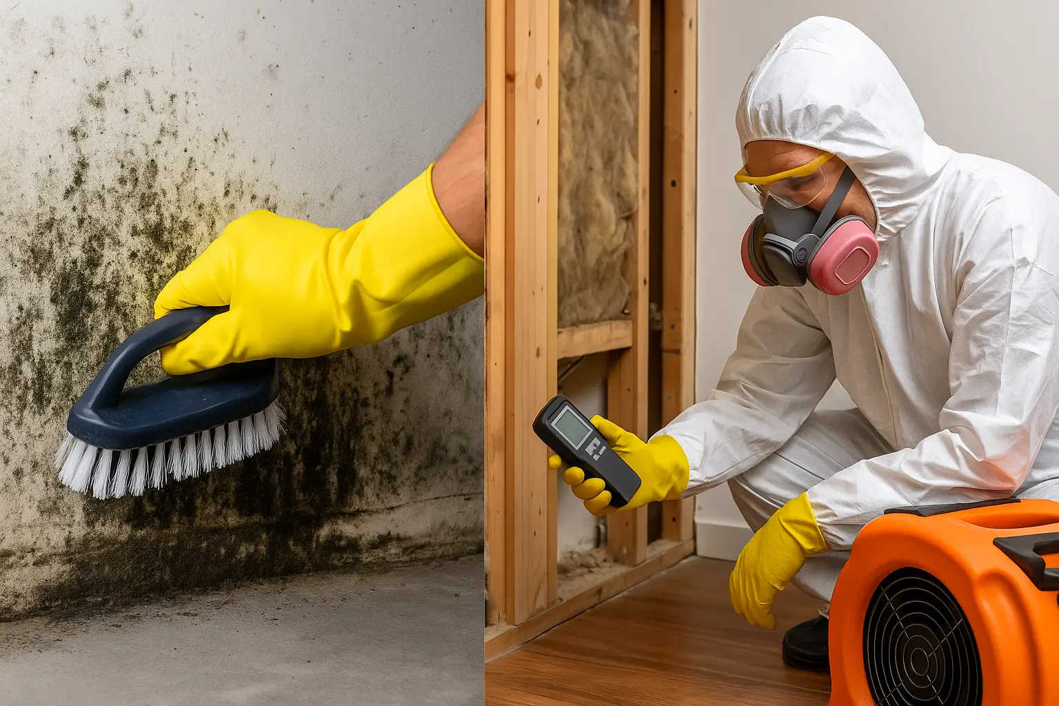 Side-by-side comparison of mold removal and mold remediation